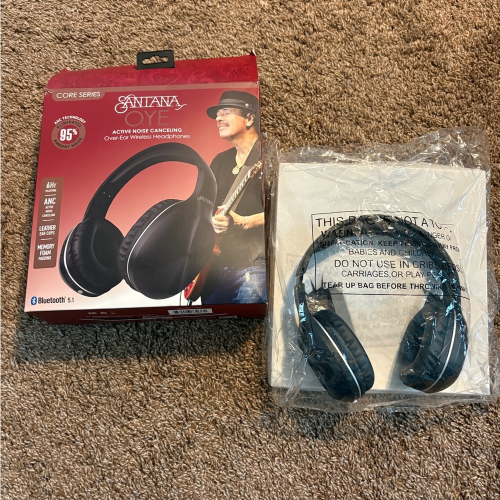 New in Box Santana Active Noise Cancelling Headphones - Black